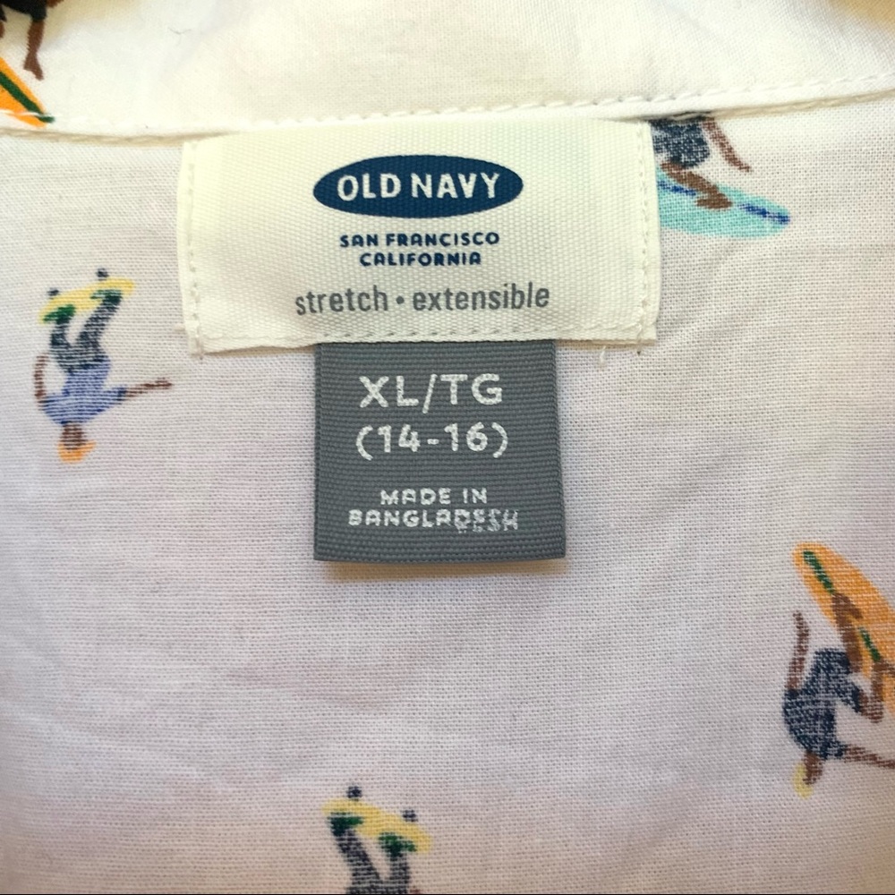 ✅ Old Navy Boys White Surf Skateboard Print Polo B19/9 - Picture 4 of 10
